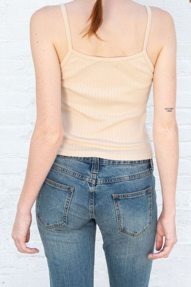 Debardeur Brandy Melville Belle Rib Dentelle Beige | CFY-87954668